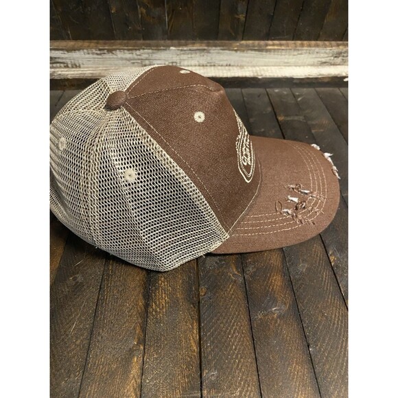 Created By God Built For Purpose Hat Unisex Brown Ball Cap OSFM Distressed Look - Picture 5 of 7